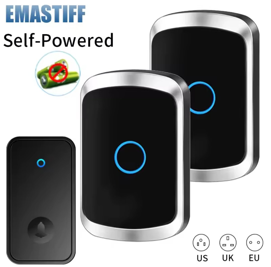 Wireless Doorbell Waterproof Self-Powered Button Smart Door Bell Sets Home Welcome Outdoor House Chimes Receier