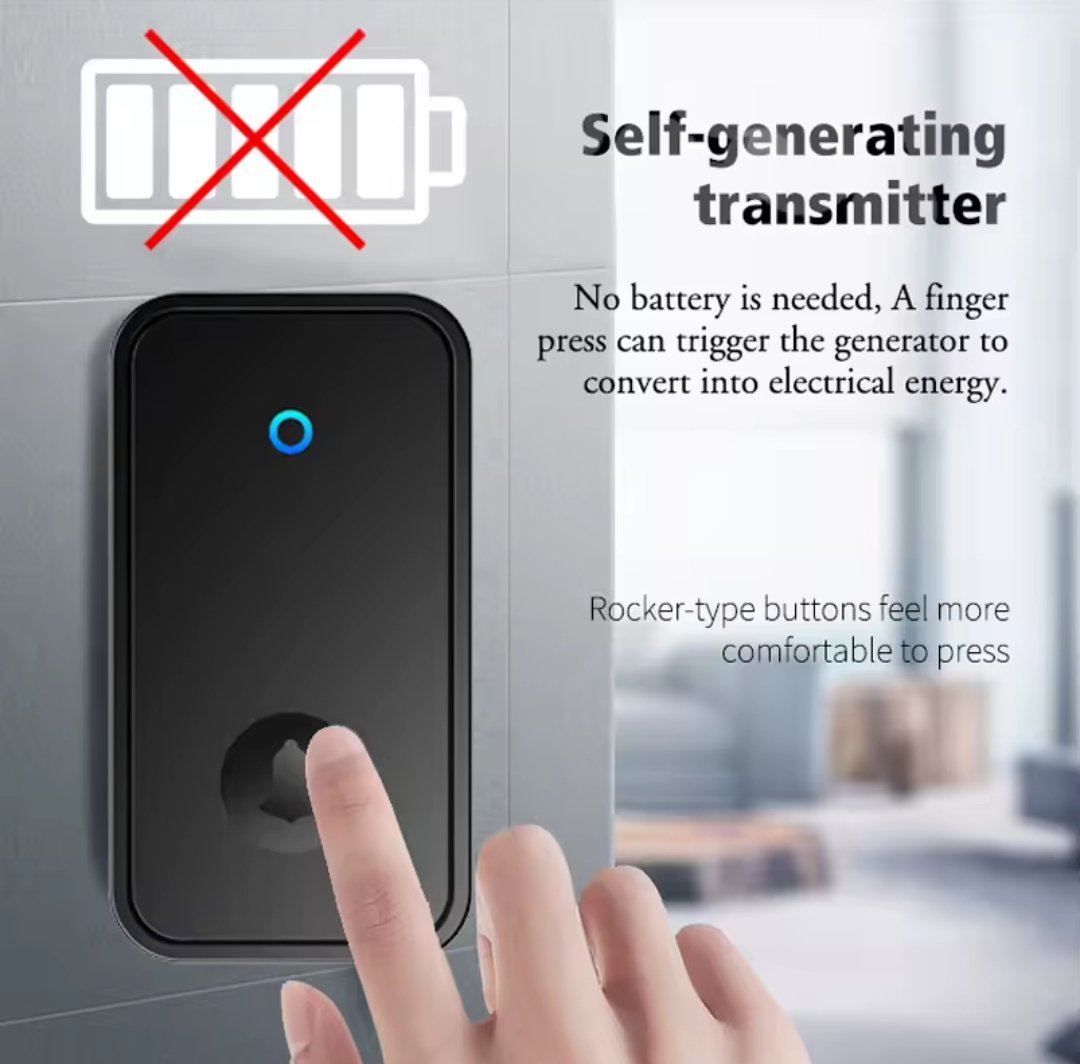 Wireless Doorbell Waterproof Self-Powered Button Smart Door Bell Sets Home Welcome Outdoor House Chimes Receier - Image 4