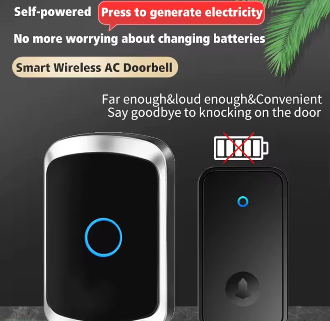 Wireless Doorbell Waterproof Self-Powered Button Smart Door Bell Sets Home Welcome Outdoor House Chimes Receier - Image 2