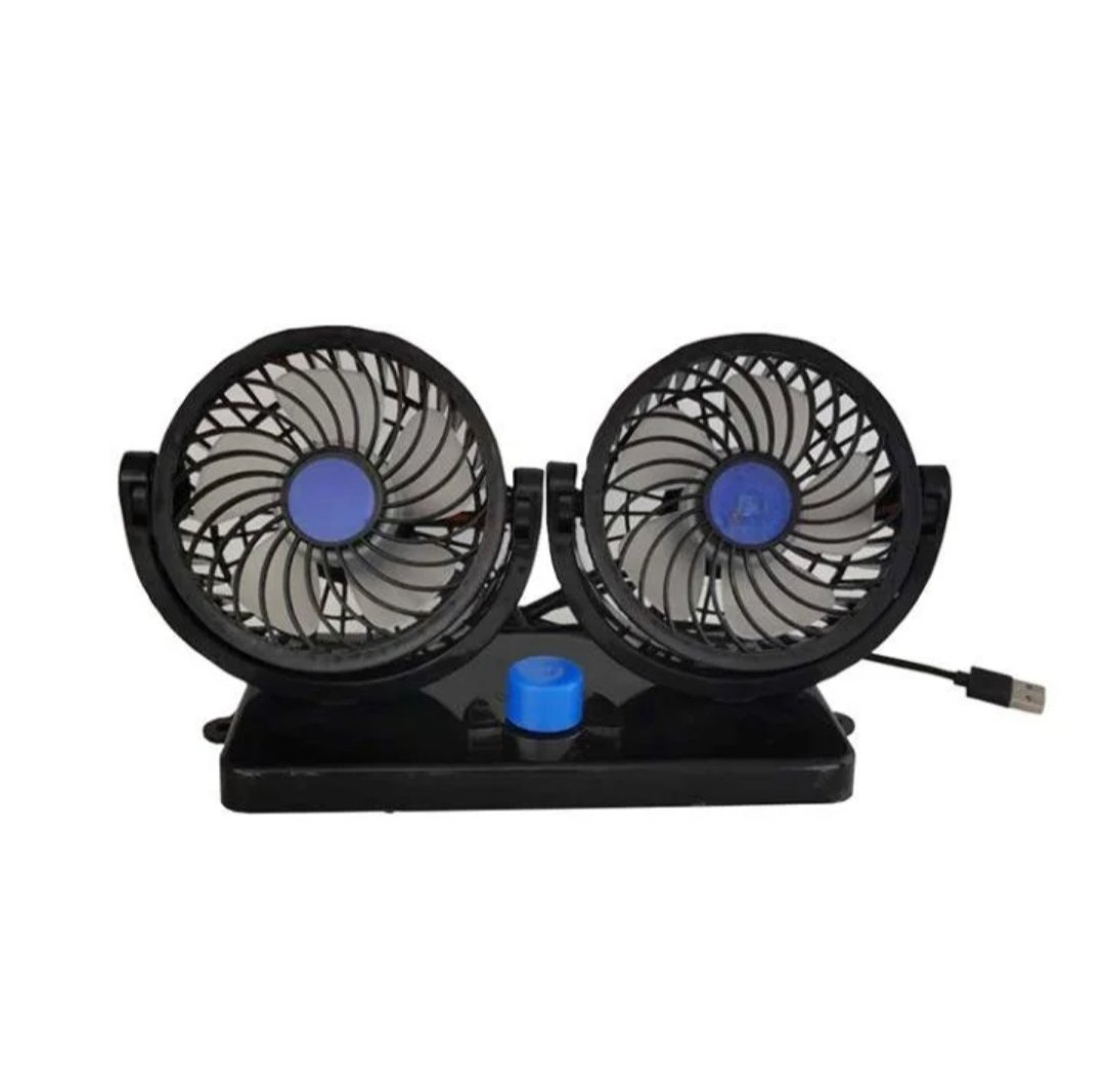 12V Car Cooling Fan with 360° Rotatable Dual Head for Rear Seat Air Circulation - Image 2