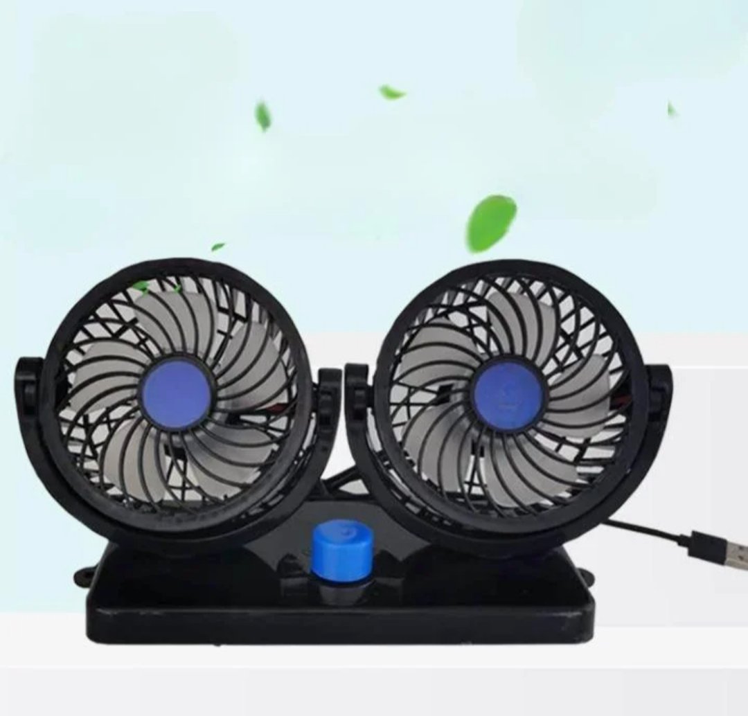12V Car Cooling Fan with 360° Rotatable Dual Head for Rear Seat Air Circulation - Image 3