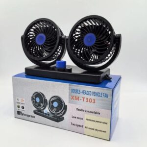 12V Car Cooling Fan with 360° Rotatable Dual Head for Rear Seat Air Circulation