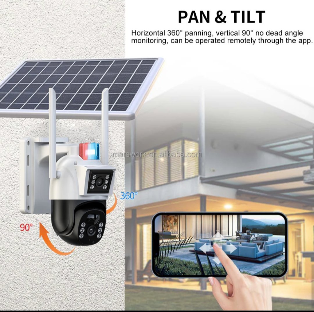 Solar Security Cameras Wireless Indoor Outdoor 360° Pan Battery Camera with Solar Panel Color Night Vision PIR Motion - Image 2