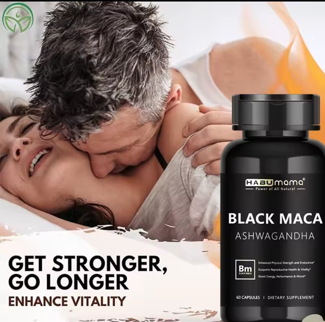 Black Maca + Ashwagandha Capsules - Calm Mood,Relief Stress,Boost Energy
