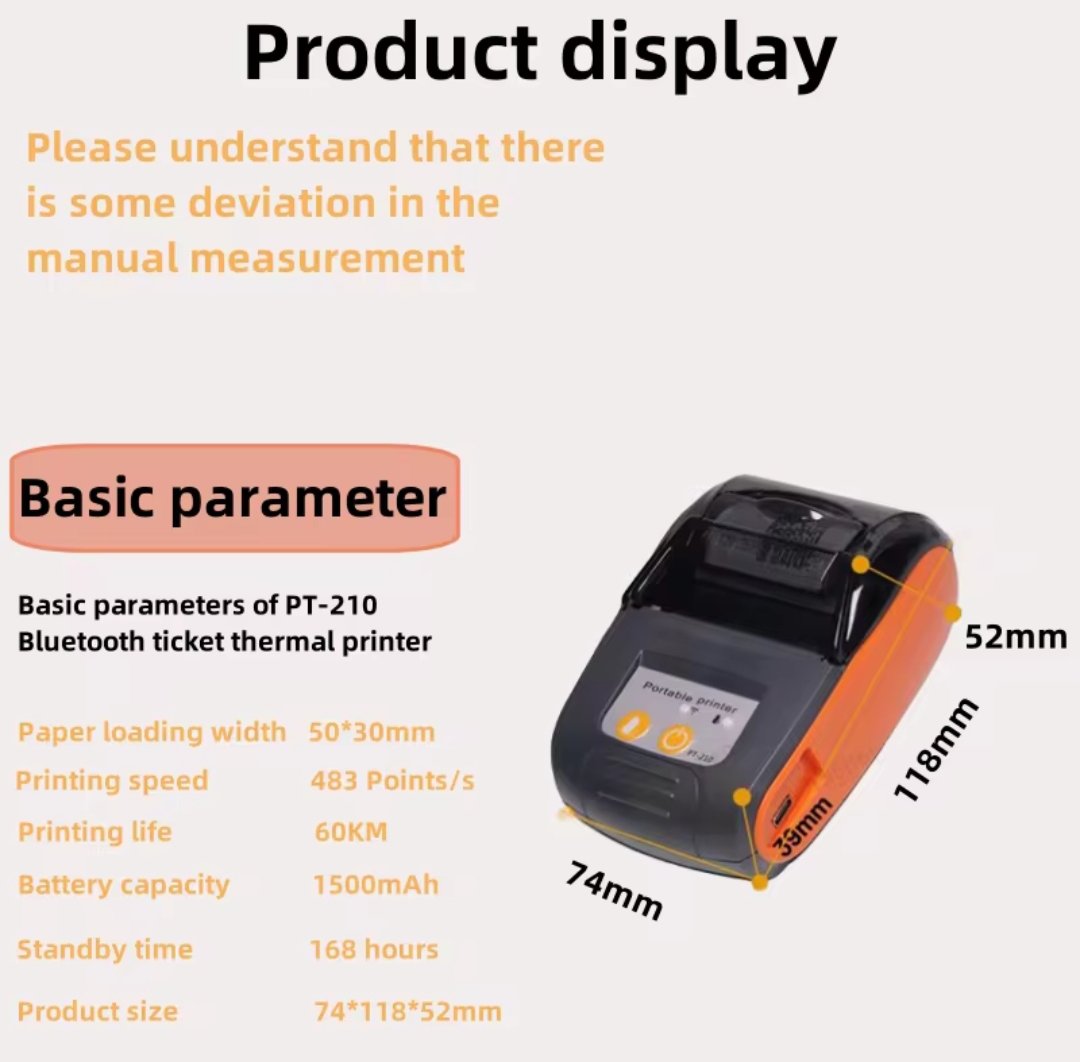 Portable Thermal Printer Handheld 58mm Receipt Printer Thermal Label Printer - Image 3