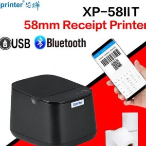 XP 58II USB+ Bluetooth Thermal Receipt Printer, 58mm Paper Width, Black, Monochrome, 20 ppm, 58mm Media Size, No Ink, Compact, POS Integration, USB, Bluetooth , RS232, Retail Receipt Printing