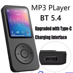 MP3 Player, Portable MP3 Mp4 Music Player with Bluetooth 5.0, HiFi Stereo Ultra Thin Music Player Digital LCD 1.77 Inch Screen, Support FM Radio, Voice